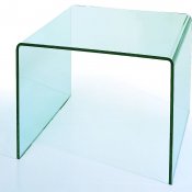 Clear Tempered Glass Contemporary Bent End Table