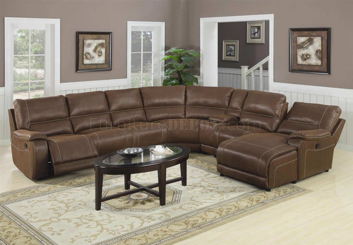Brown Suede-Like Padded Microfiber Reclining Sectional Sofa