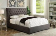 Westmist 25280 Upholstered Bed in Light Brown Fabric by Acme