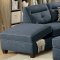 F6523 Sectional Sofa & Ottoman Set in Dark Blue Fabric by Boss