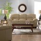 Beige Full Leather Modern Comfortable Living Room w/Pillow Top