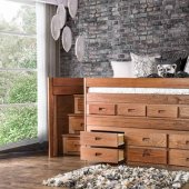 Cleo Twin Captain Bed AM-BK601 in Mahogany w/Storage Drawers