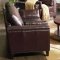 Brown Top Grain Leather Traditional Style Sofa w/Nail Head Trim