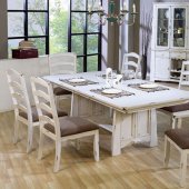 Distressed Wash White Finish Country Style Dining Set