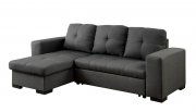 Denton CM6149GY Sectional Sofa in Gray Fabric w/Pullout Sleeper