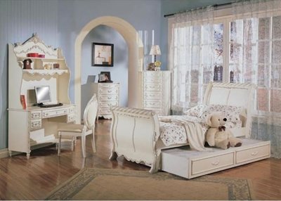 White Bedroom Furniture Sets  Girls on Pearl White Girl S Bedroom Set W Carved Details At Furniture Depot