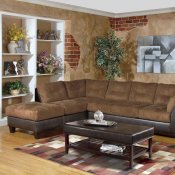 Two-Toned Mocha Modern Sectional Sofa W/Tufted Seats & Backs
