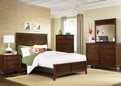 Burnished Tobacco Finish Transitional Style Bed w/Options