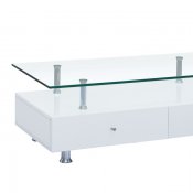 Many TV Unit in White w/Clear Glass Top by Whiteline Imports