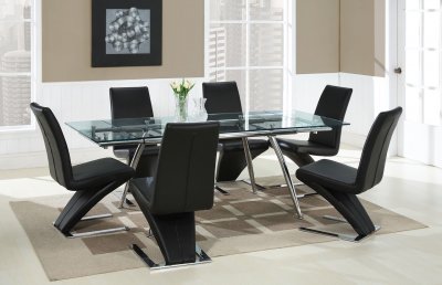 Extendable Dining Table on Dinette W Metal   Glass Extendable Dining Table At Furniture Depot