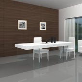 White Finish Modern Dining Table w/Glass Base & Optional Items