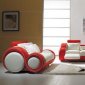 Red & White Leather 3PC Stylish Modern Living Room Set