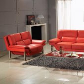 Red or White Leather 3PC Modern Living Room Set
