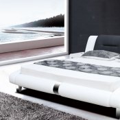 Black Padded Leatherette Contemporary Bed