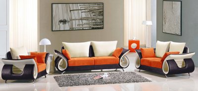 Multi-Tone Fabric Modern 3Pc Sofa, Loveseat & Chair Set