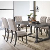 Bernard 7Pc Dining Room Set 66190 in Weathered Gray Oak by Acme