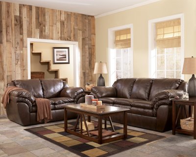 Harness Brown Contemporary Faux Leather Living Room