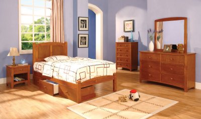 CM7903OAK Cara Kids Bedroom in Oak w/Platform Bed & Options