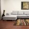 Grey Twill Fabric Modern Sectional Sofa w/Squared Chrome Legs