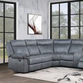 Dollum Motion Sectional Sofa LV00398 in Gray Velvet by Acme
