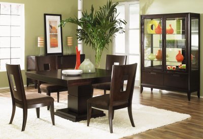 Wooden Dining Room Chairs on Dark Wood Finish Modern Dining Room W Optional Items At Furniture