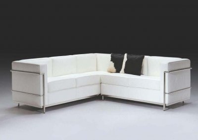 White Leather Ultra Modern Sectional Sofa