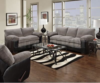 Living Room Sofa Sets on Charcoal Microfiber Sofa   Loveseat Set W Faux Leather Base