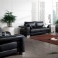 Black Leather Modern 3PC Living Room Set w/Pillows