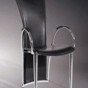 Set of 2 Modern Dining Arm Chairs With Extended Back Panel