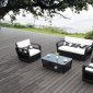 Black/White Modern Patio 4Pc Sofa & Chairs Outdoor Set w/Table