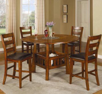 Typical  Counter Height on Dark Oak Finish Traditional Counter Height 5pc Dining Set