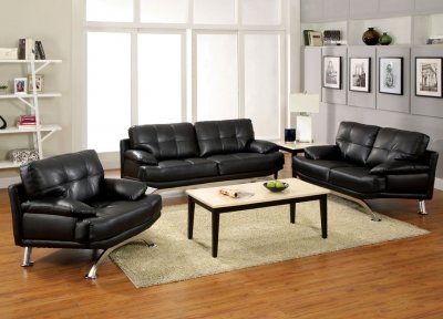 CM6038 Black Stone Sofa in Black Bonded Leather Match w/Options