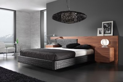 Zaragoza Premium Bedroom in Walnut and Black by J&M w/Options