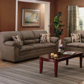 Smoke Green Microfiber Living Room w/Double Pillow Back Support