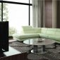 Deon Sectional Sofa in Off-White Leather w/Adjustable Headrests