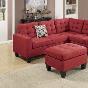 F6936 Sectional Sofa in Carmine Fabric by Boss w/Ottoman