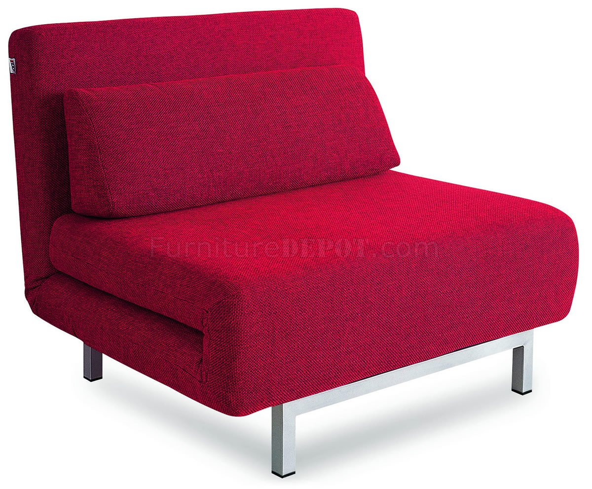 Red Fabric Contemporary Sofa Bed Convertible w/Metal Legs NSSB 416003