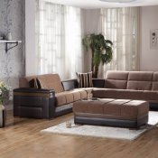 Moon Troya Brown Sectional Sofa Bed in Fabric by Bellona