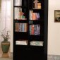 Black Finish Modern Bookcase w/Two Doors & Shelves