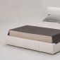 White Full Italian Leather Modern Bed w/Cushioned Headboard