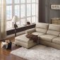 Beige Leather Elegant Modern Sectional Sofa