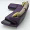 Purple Top Grain Leather Modern Sectional Sofa w/Chrome Legs