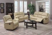 G795 Motion Sofa & Loveseat in Beige Bonded Leather by Glory
