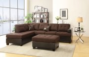 F7602 Sectional Sofa w/Ottoman by Boss in Chocolate Linen Fabric