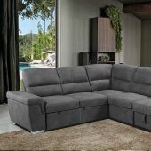 Acoose Sectional Sofa LV01023 in Gray Fabric by Acme w/Sleeper