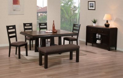 Walnut Dining Table on Walnut Finish Modern Dining Table W Optional Items At Furniture Depot