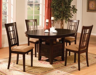 Dark Brown Finish Modern 5Pc Dining Set w/Extendable Table