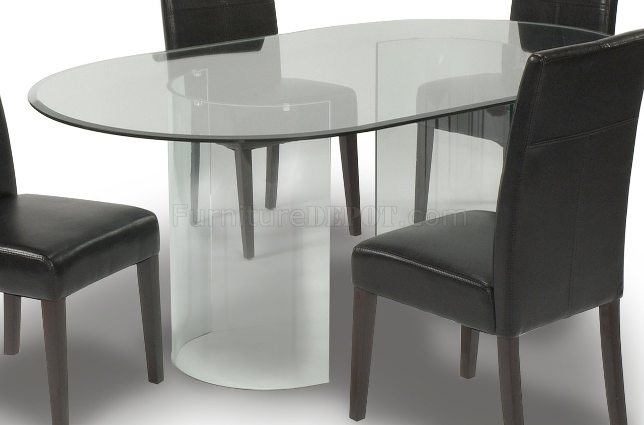 Glass Oval Top Modern Dining Table W Optional Chairs