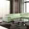 Deon Sectional Sofa in Off-White Leather w/Adjustable Headrests