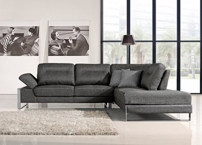 1372 Sectional Sofa in Gray Fabric by At Home USA